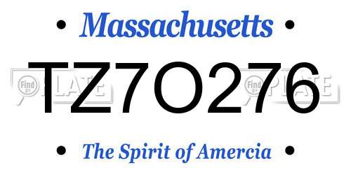 TZ7O276 Massachusetts License Plate
