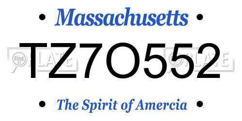 TZ7O552 Massachusetts License Plate