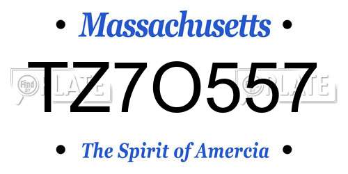 TZ7O557 Massachusetts License Plate