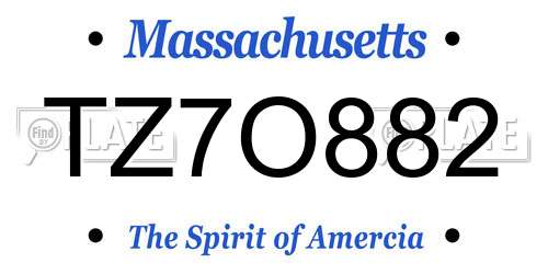TZ7O882 Massachusetts License Plate