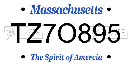 TZ7O895 Massachusetts License Plate