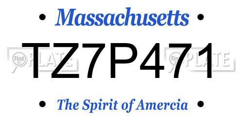 TZ7P471 Massachusetts License Plate