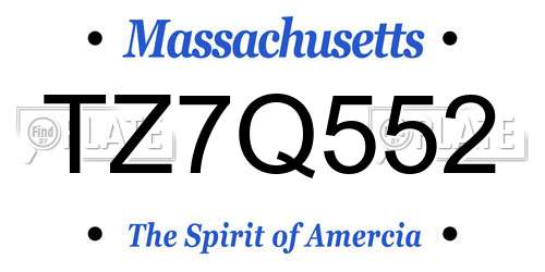 TZ7Q552 Massachusetts License Plate