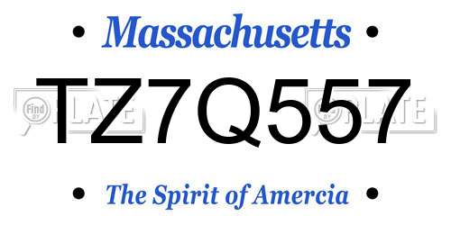 TZ7Q557 Massachusetts License Plate