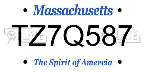 TZ7Q587 Massachusetts License Plate