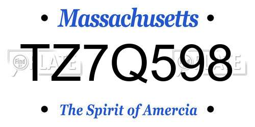 TZ7Q598 Massachusetts License Plate