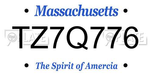 TZ7Q776 Massachusetts License Plate
