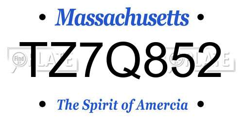 TZ7Q852 Massachusetts License Plate
