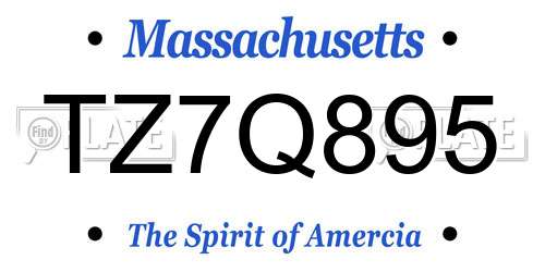 TZ7Q895 Massachusetts License Plate