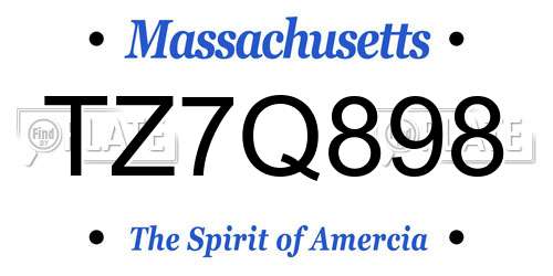 TZ7Q898 Massachusetts License Plate