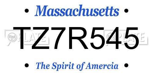 TZ7R545 Massachusetts License Plate