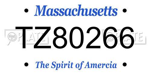 TZ80266 Massachusetts License Plate