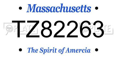 TZ82263 Massachusetts License Plate