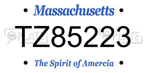 TZ85223 Massachusetts License Plate