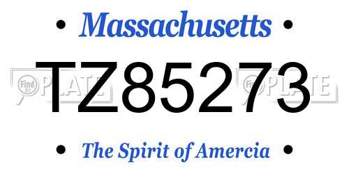 TZ85273 Massachusetts License Plate