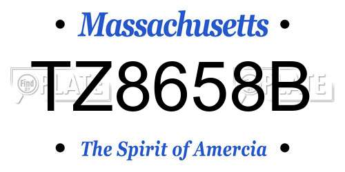 TZ8658B Massachusetts License Plate