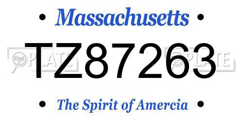 TZ87263 Massachusetts License Plate