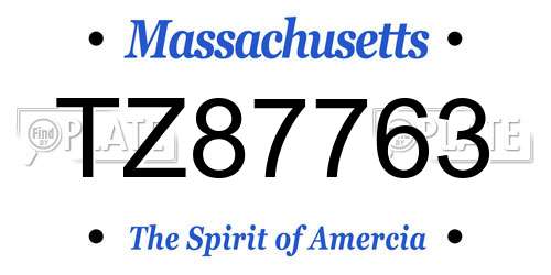 TZ87763 Massachusetts License Plate