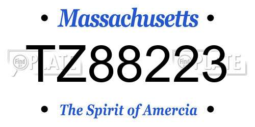 TZ88223 Massachusetts License Plate