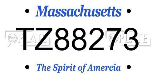 TZ88273 Massachusetts License Plate