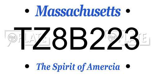 TZ8B223 Massachusetts License Plate