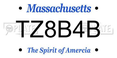 TZ8B4B Massachusetts License Plate