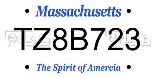 TZ8B723 Massachusetts License Plate