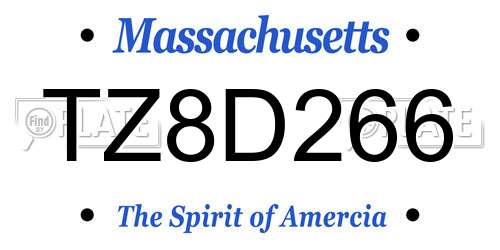 TZ8D266 Massachusetts License Plate