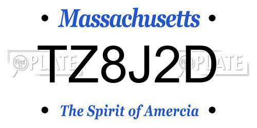 TZ8J2D Massachusetts License Plate