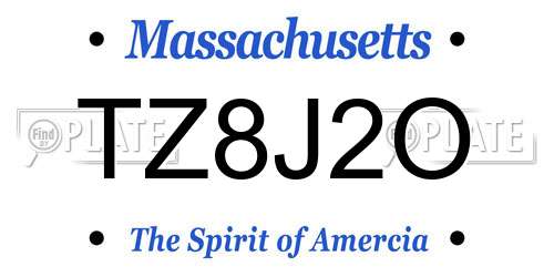 TZ8J2O Massachusetts License Plate