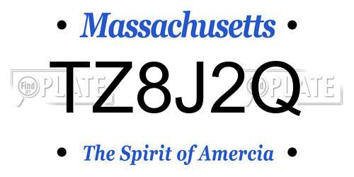 TZ8J2Q Massachusetts License Plate