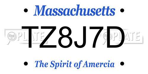 TZ8J7D Massachusetts License Plate