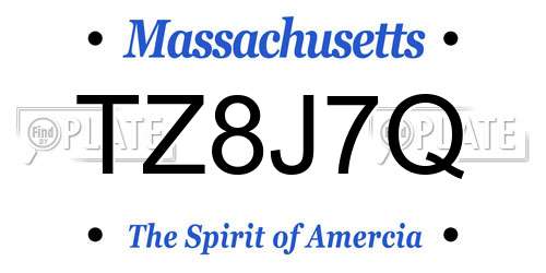 TZ8J7Q Massachusetts License Plate