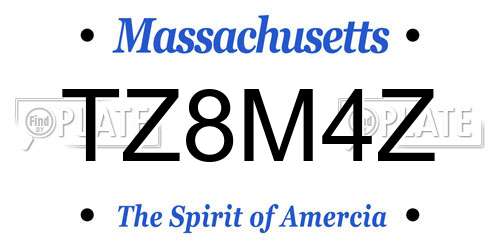 TZ8M4Z Massachusetts License Plate