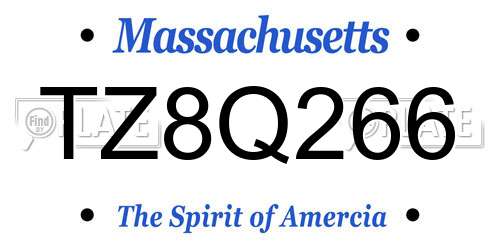 TZ8Q266 Massachusetts License Plate
