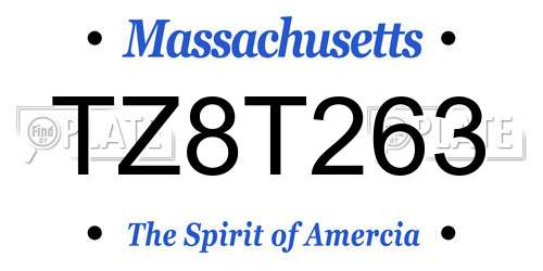 TZ8T263 Massachusetts License Plate