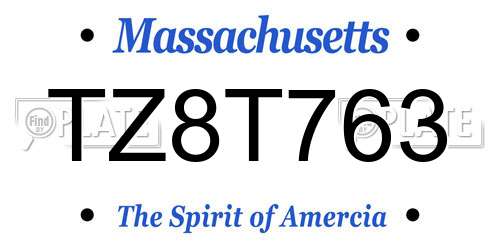 TZ8T763 Massachusetts License Plate