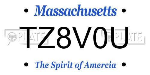 TZ8V0U Massachusetts License Plate