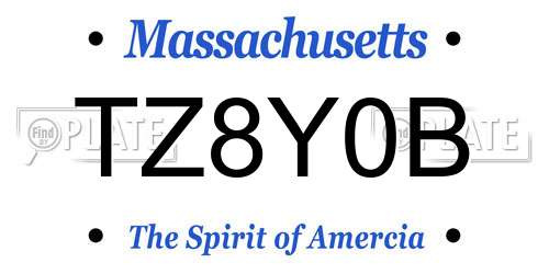 TZ8Y0B Massachusetts License Plate