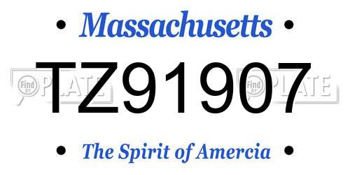 TZ91907 Massachusetts License Plate