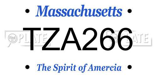 TZA266 Massachusetts License Plate