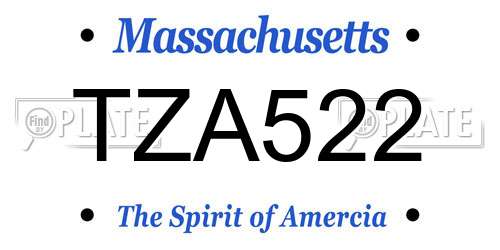 TZA522 Massachusetts License Plate