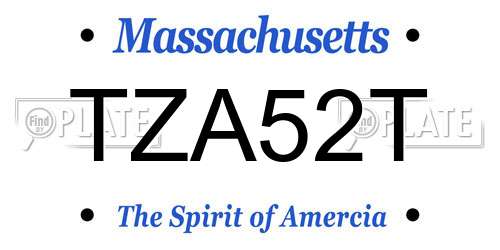 TZA52T Massachusetts License Plate