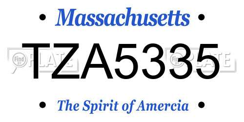 TZA5335 Massachusetts License Plate