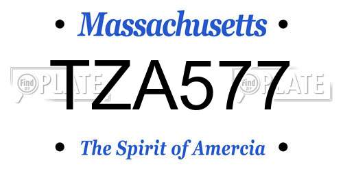 TZA577 Massachusetts License Plate