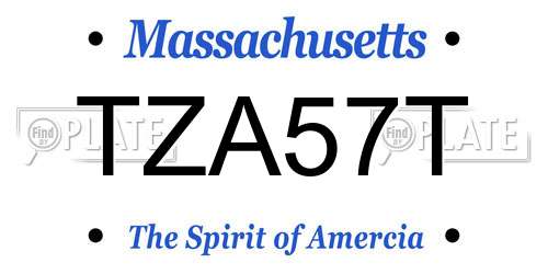 TZA57T Massachusetts License Plate