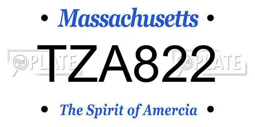 TZA822 Massachusetts License Plate