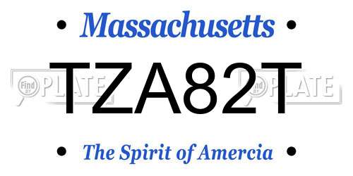TZA82T Massachusetts License Plate