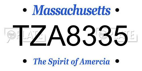 TZA8335 Massachusetts License Plate