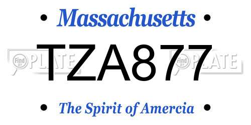 TZA877 Massachusetts License Plate
